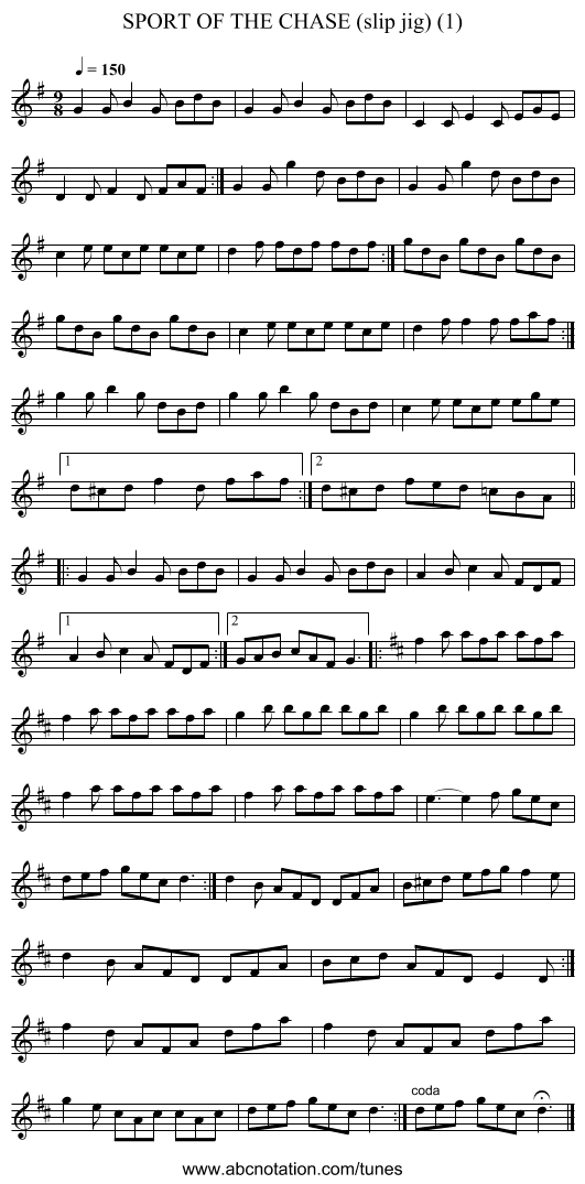 SPORT OF THE CHASE (slip jig) (1) - staff notation