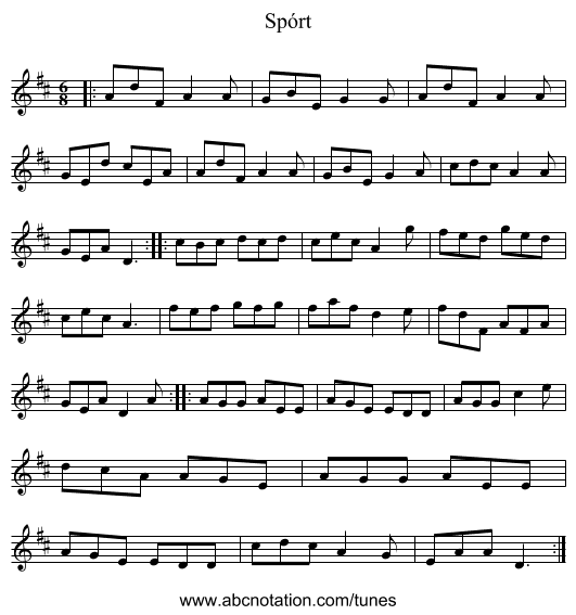Spórt - staff notation