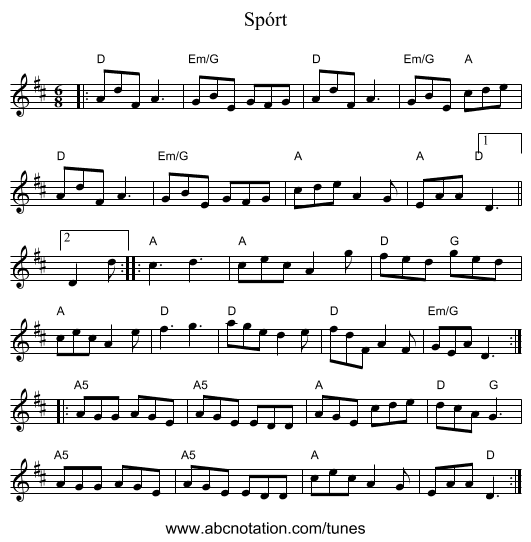 Spórt - staff notation