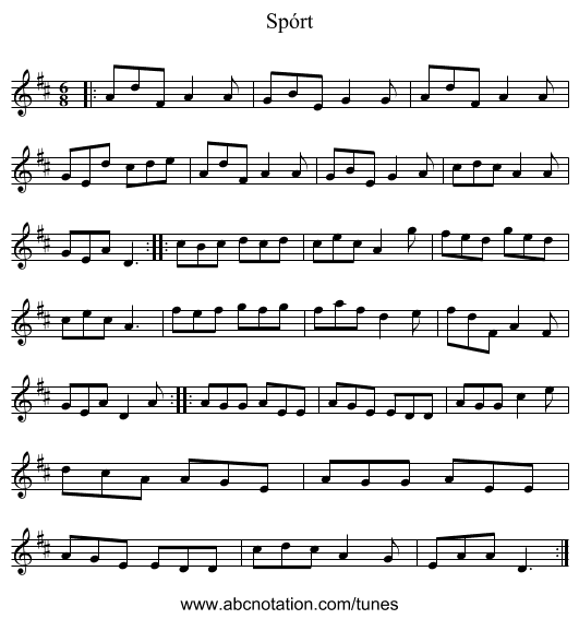 Spórt - staff notation