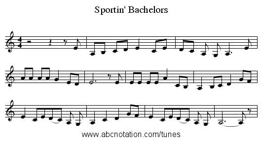 Sportin' Bachelors - staff notation