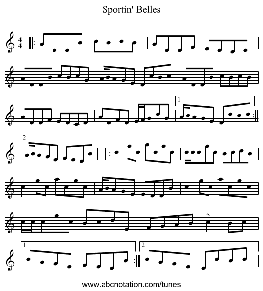 Sportin' Belles - staff notation