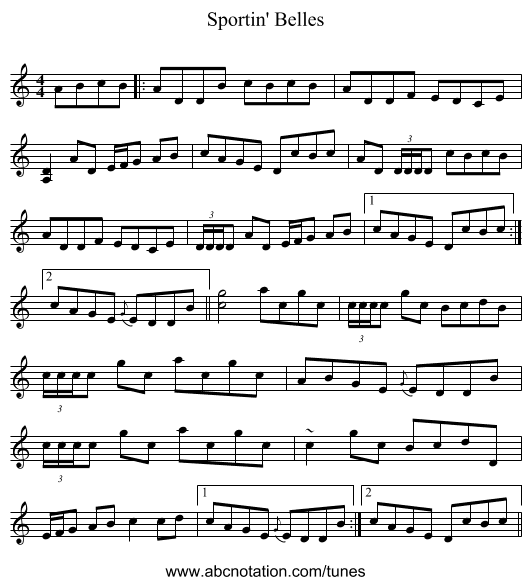Sportin' Belles - staff notation