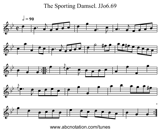 Sporting Damsel. JJo6.69, The - staff notation