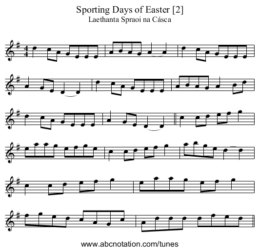 Sporting Days of Easter [2] - staff notation