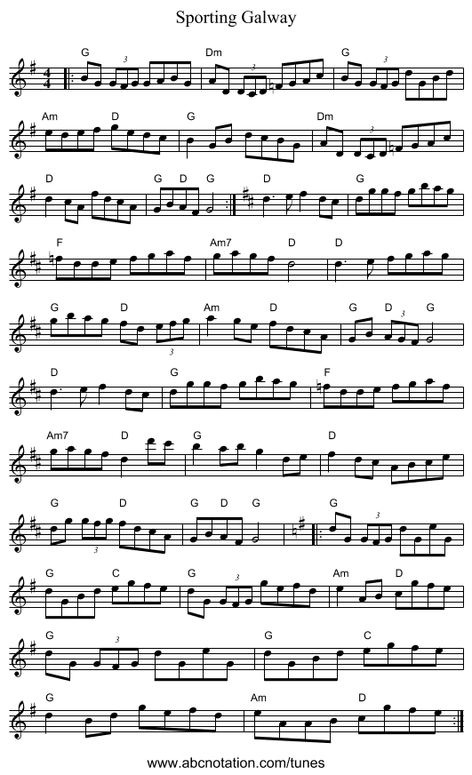 Sporting Galway - staff notation