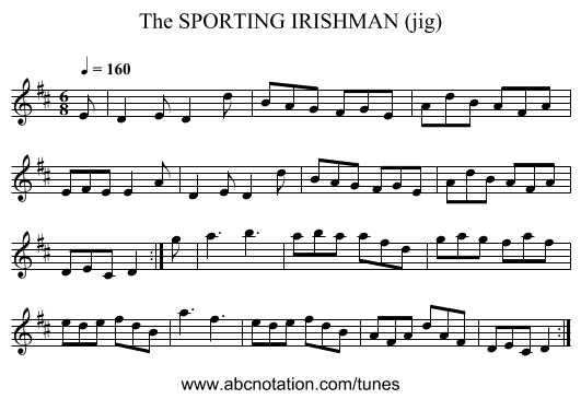 SPORTING IRISHMAN (jig), The - staff notation
