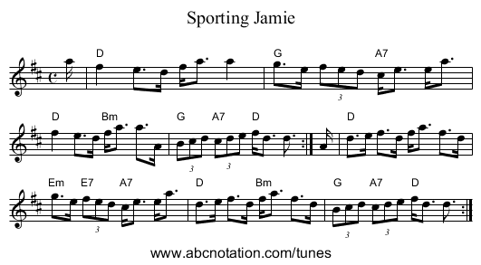 Sporting Jamie - staff notation