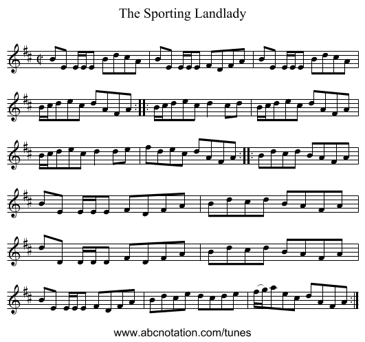 Sporting Landlady, The - staff notation