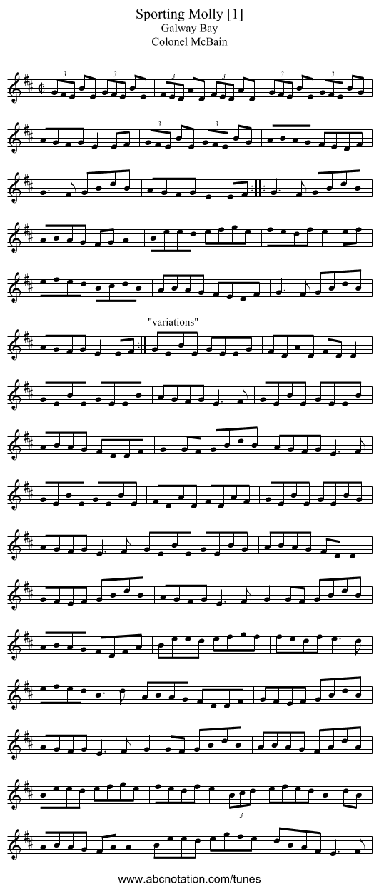Sporting Molly [1] - staff notation