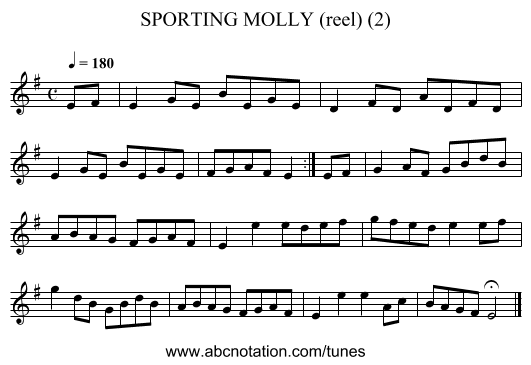 SPORTING MOLLY (reel) (2) - staff notation