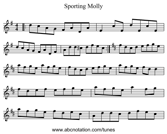 Sporting Molly - staff notation