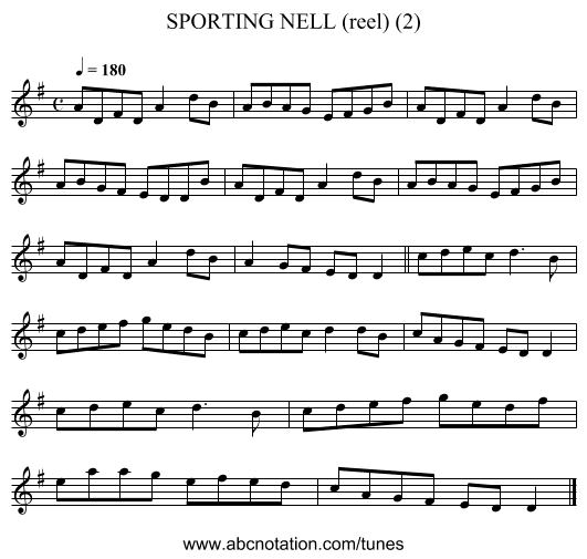 SPORTING NELL (reel) (2) - staff notation
