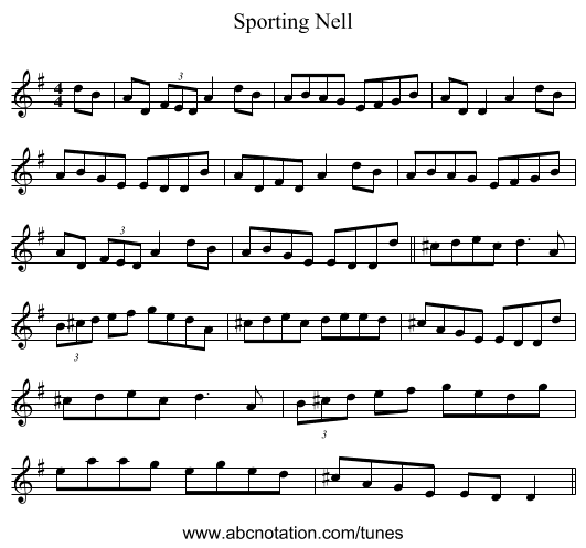 Sporting Nell - staff notation