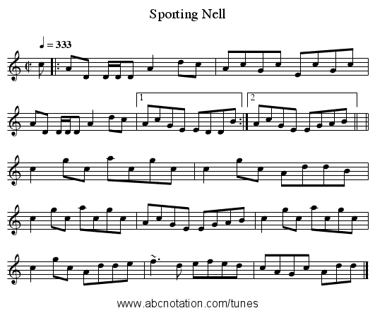 Sporting Nell - staff notation