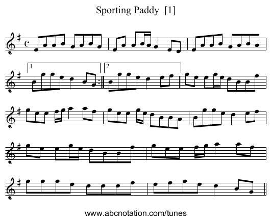 Sporting Paddy  [1] - staff notation