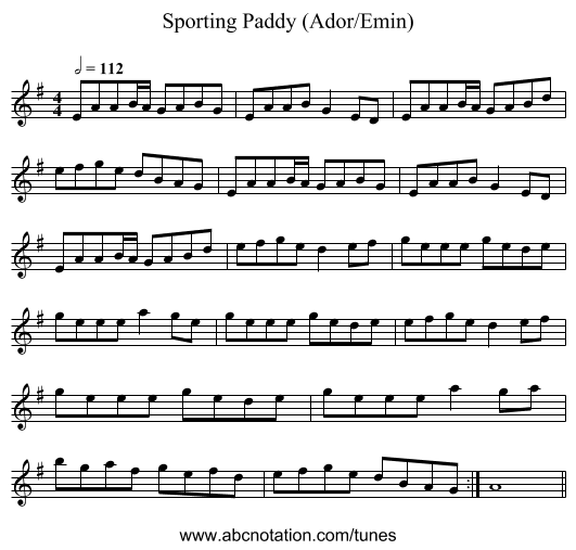 Sporting Paddy (Ador/Emin) - staff notation