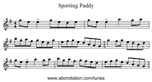 Sporting Paddy - staff notation