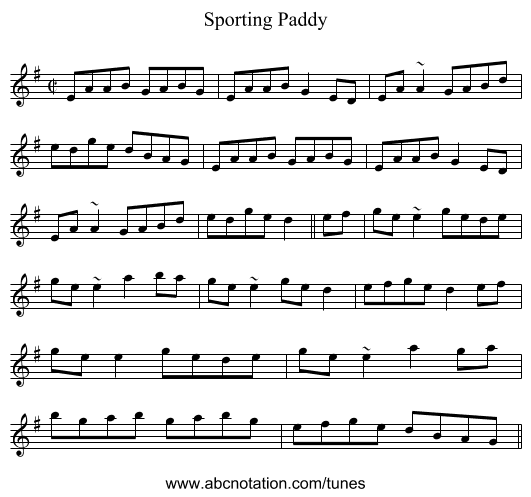 Sporting Paddy - staff notation