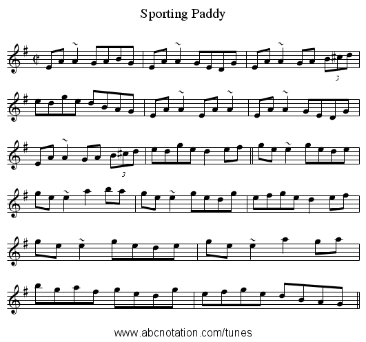Sporting Paddy - staff notation