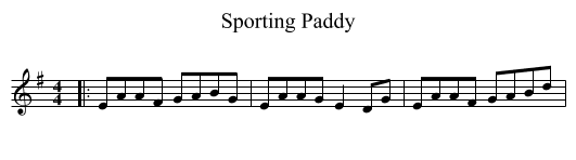 Sporting Paddy - staff notation