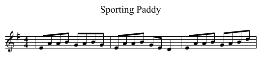 Sporting Paddy - staff notation