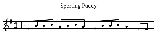 Sporting Paddy - staff notation