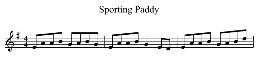 Sporting Paddy - staff notation