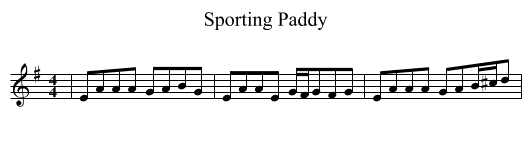 Sporting Paddy - staff notation