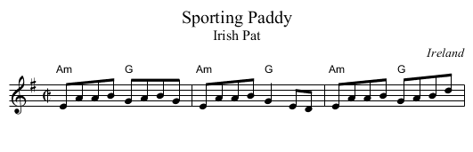 Sporting Paddy - staff notation