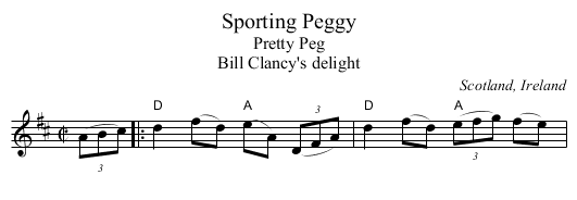 Sporting Peggy - staff notation