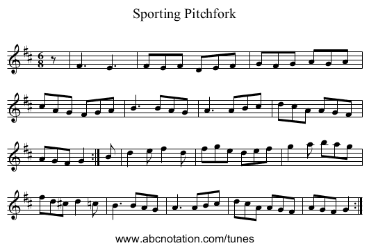 Sporting Pitchfork - staff notation