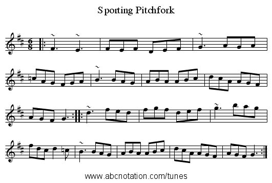 Sporting Pitchfork - staff notation