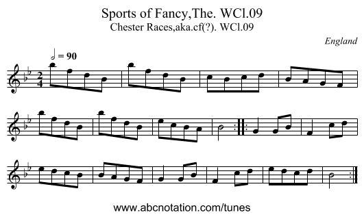 Sports of Fancy,The. WCl.09 - staff notation