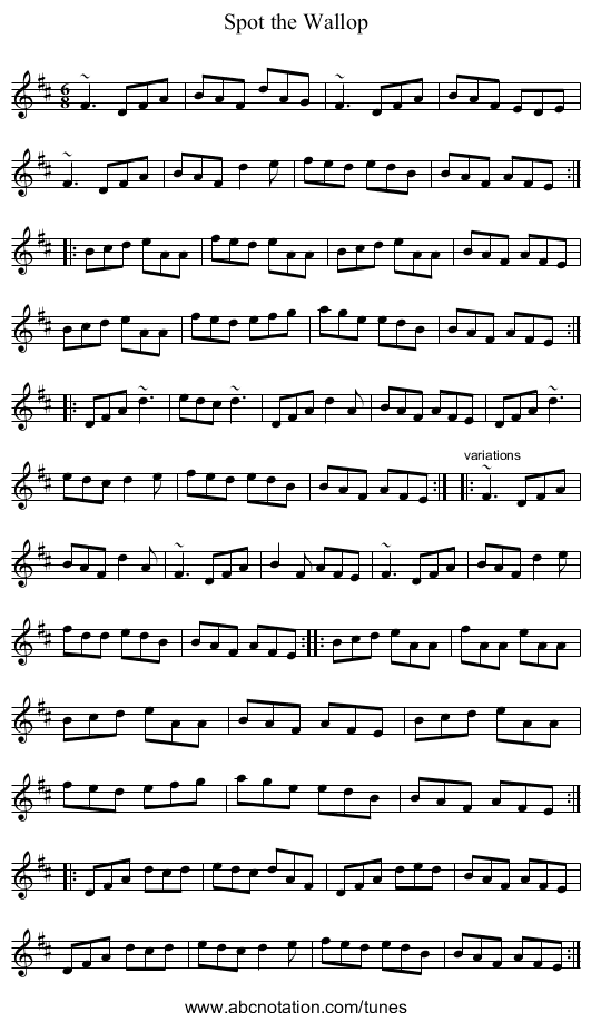 Spot the Wallop - staff notation