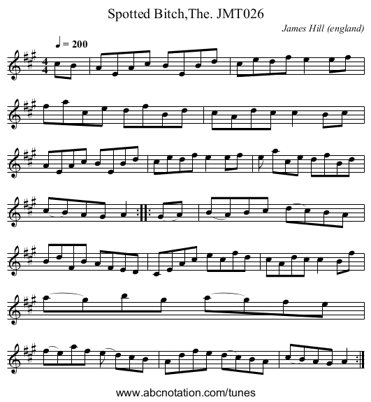 Spotted Bitch,The. JMT026 - staff notation
