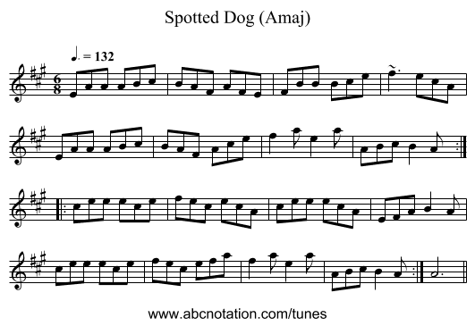 Spotted Dog (Amaj) - staff notation