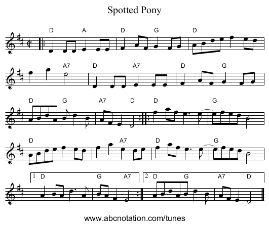 Spotted Pony - staff notation