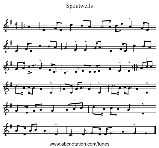 Spoutwells - staff notation