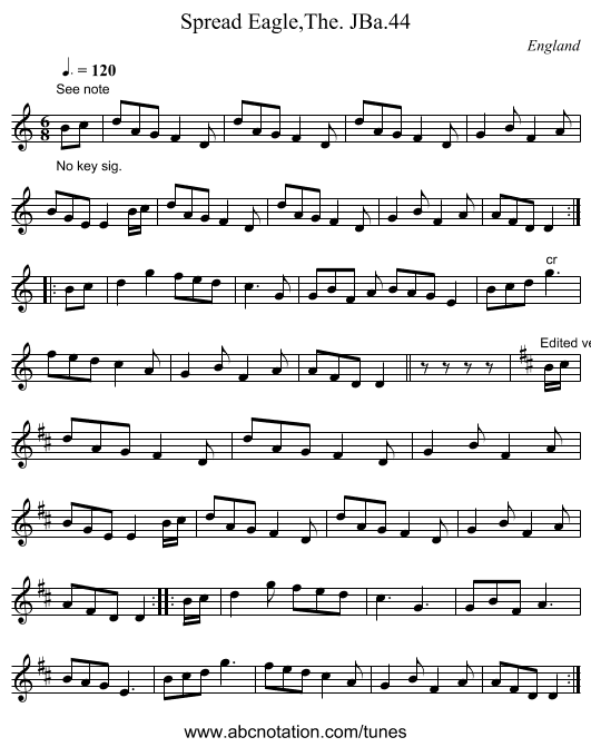 Spread Eagle,The. JBa.44 - staff notation