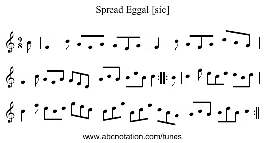 Spread Eggal [sic] - staff notation