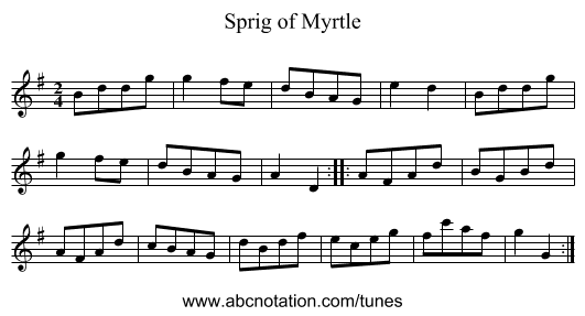 Sprig of Myrtle - staff notation