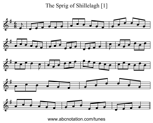 Sprig of Shillelagh [1], The - staff notation