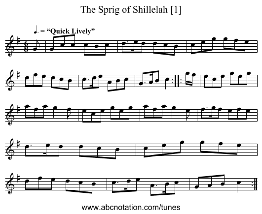 Sprig of Shillelah [1], The - staff notation