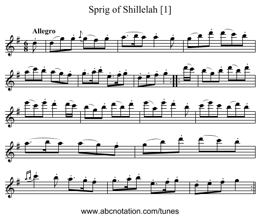 Sprig of Shillelah [1] - staff notation