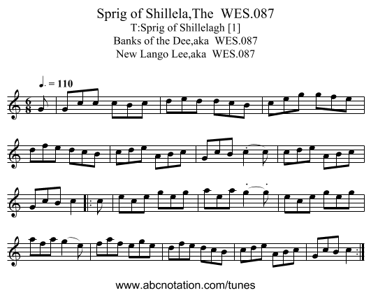 Sprig of Shillela,The  WES.087 - staff notation