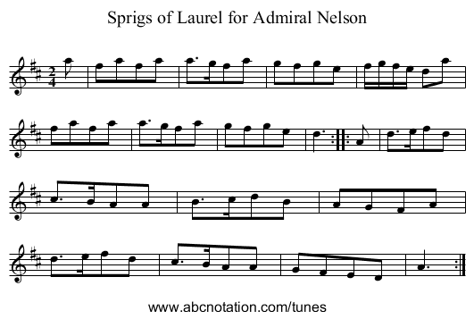 Sprigs of Laurel for Admiral Nelson - staff notation