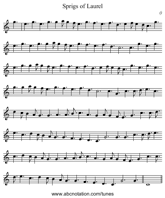 Sprigs of Laurel - staff notation