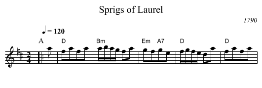 Sprigs of Laurel - staff notation