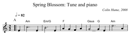 Spring Blossom: Tune and piano - staff notation